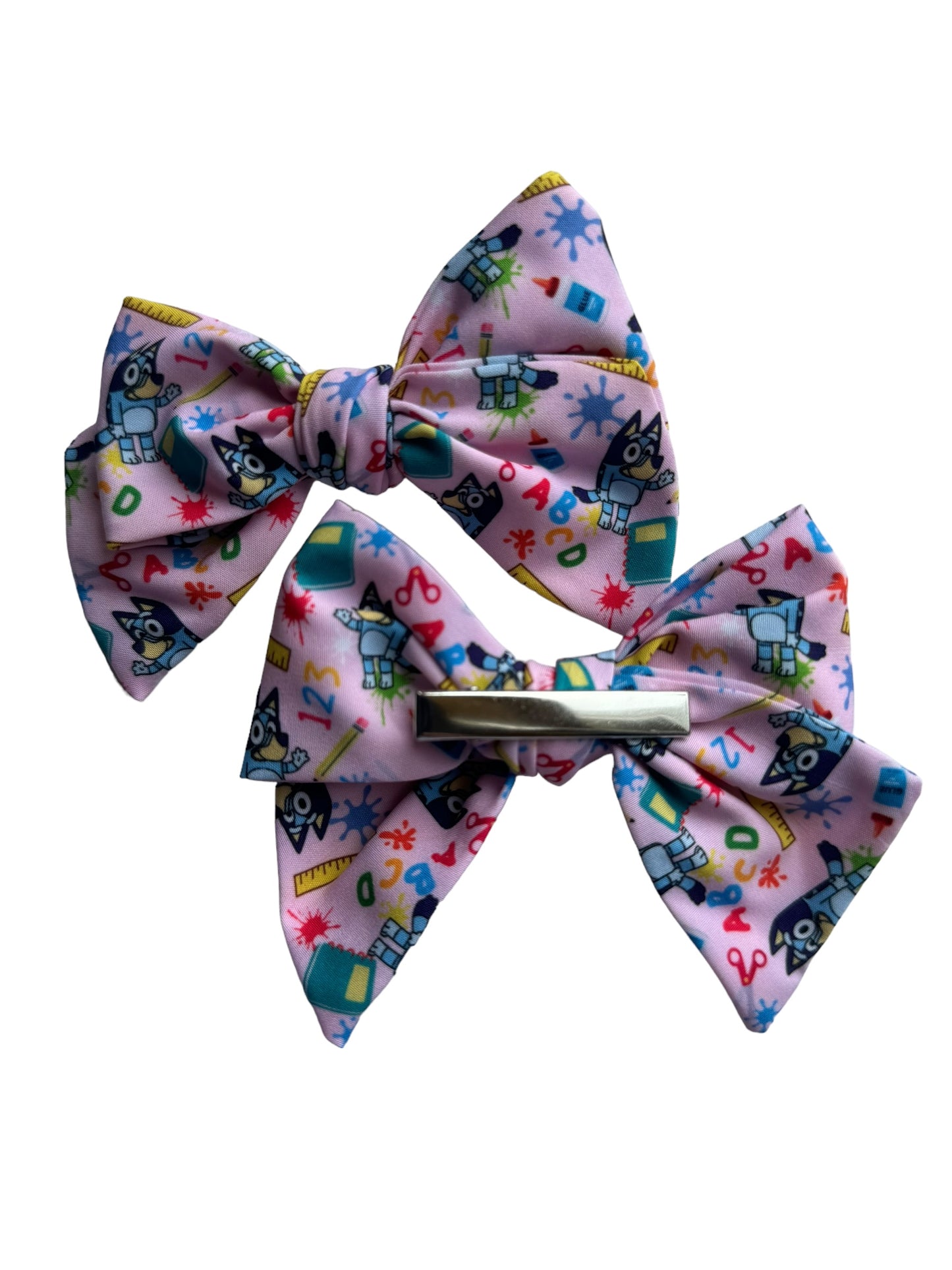 Blue Dog School Hair Bow