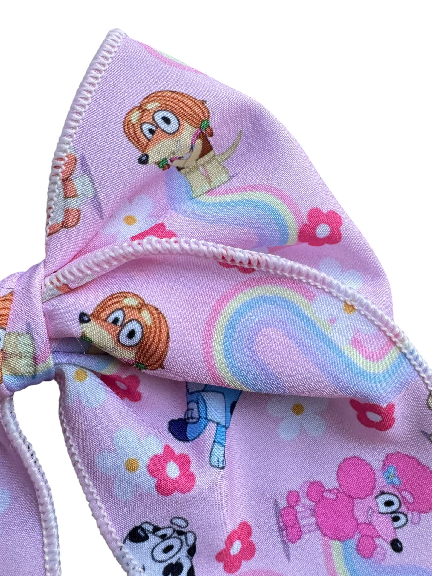 Bluey Hair Bow for Girls - Blue Dog Rainbow Bow