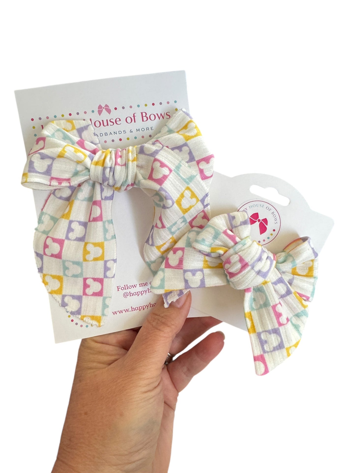 Checkered Mouse Hair Bow | Magical Park Hair Accessories for Girls | Kids Character Bows