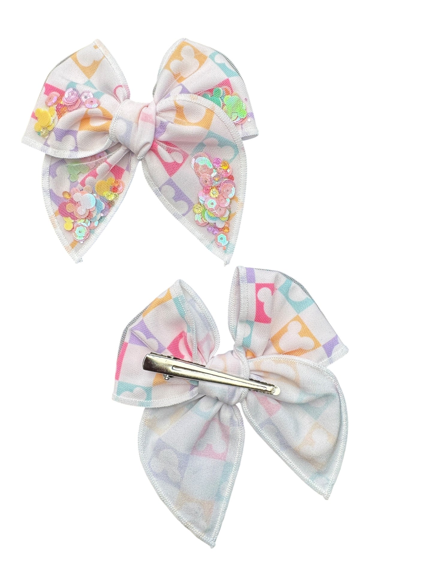 Checkered Mouse Shaker Hair Bow for Girls