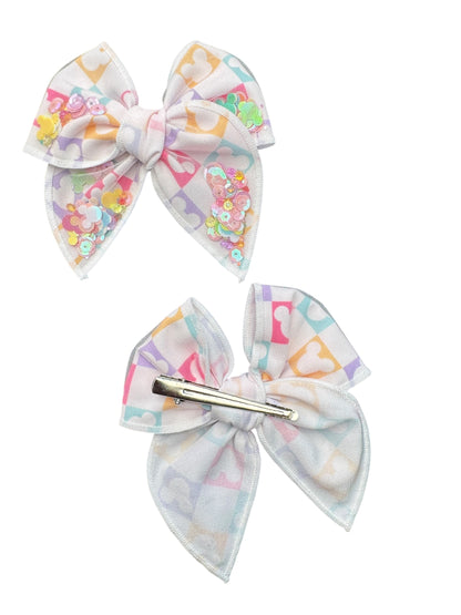 Checkered Mouse Shaker Hair Bow for Girls