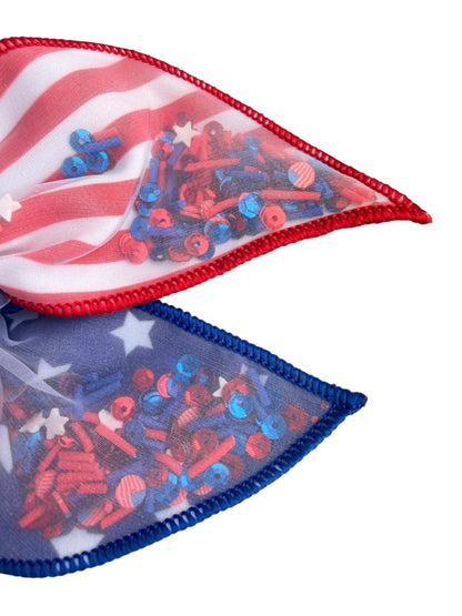 Patriotic Shaker Hair Bows – Stars & Stripes 4th of July Alligator Clip