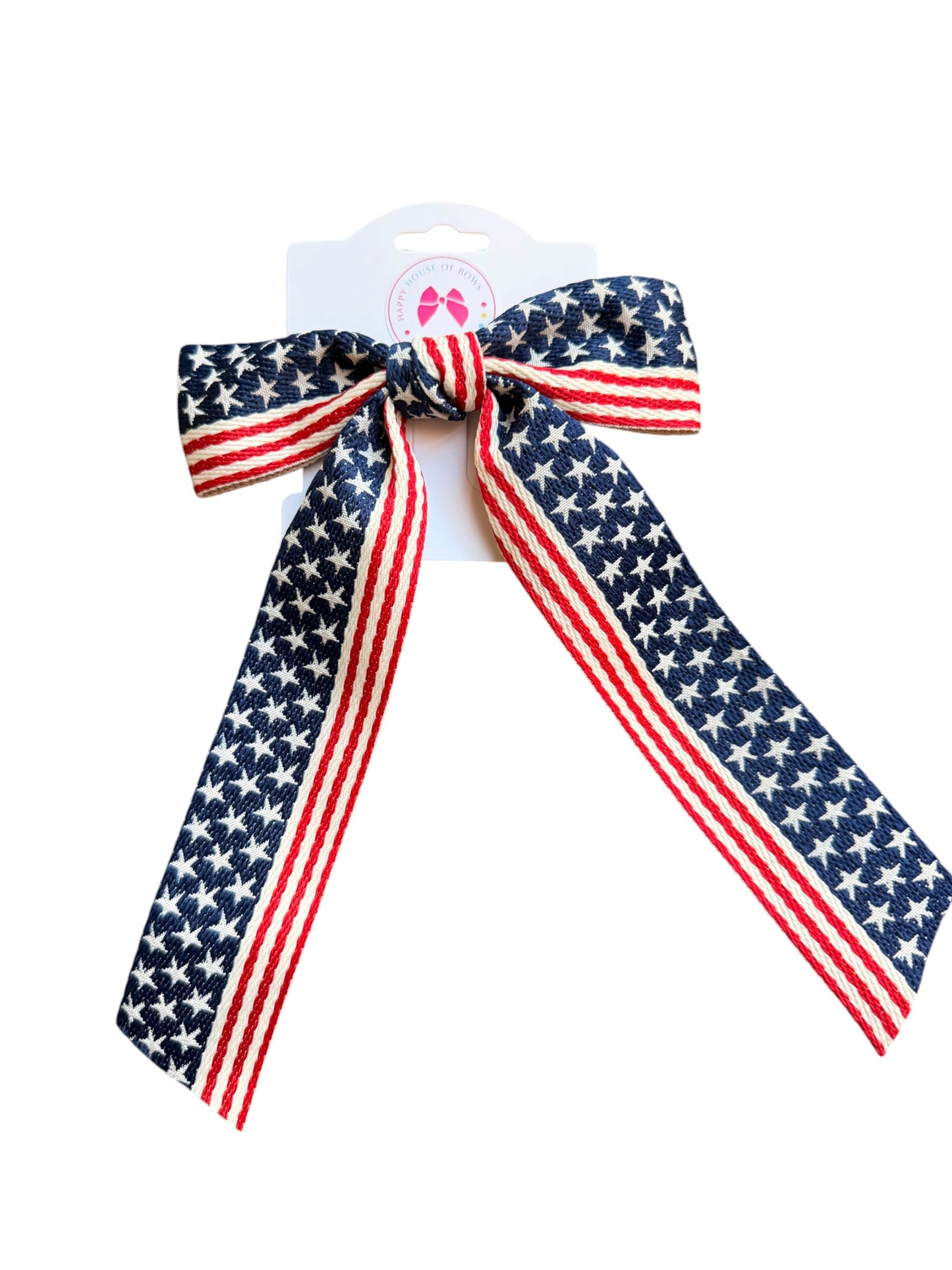 Patriotic Hair Bows - Navy & Red Stripes | 4th of July & Memorial Day Hair Clips