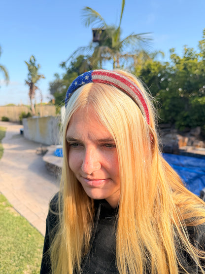 Patriotic Sparkly Headband for Girls – Red White & Blue 4th of July Hair Accessory