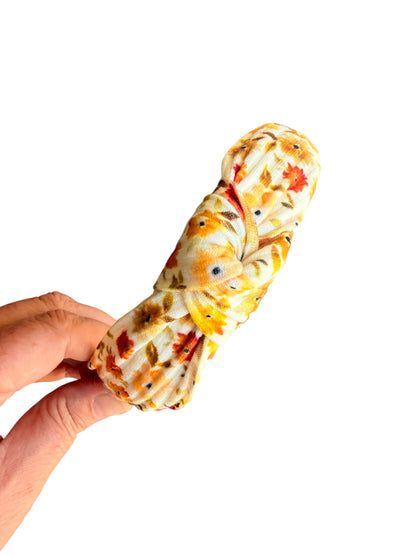 Fall Floral Print Knotted Headband for Girls – Autumn Fabric Headband
