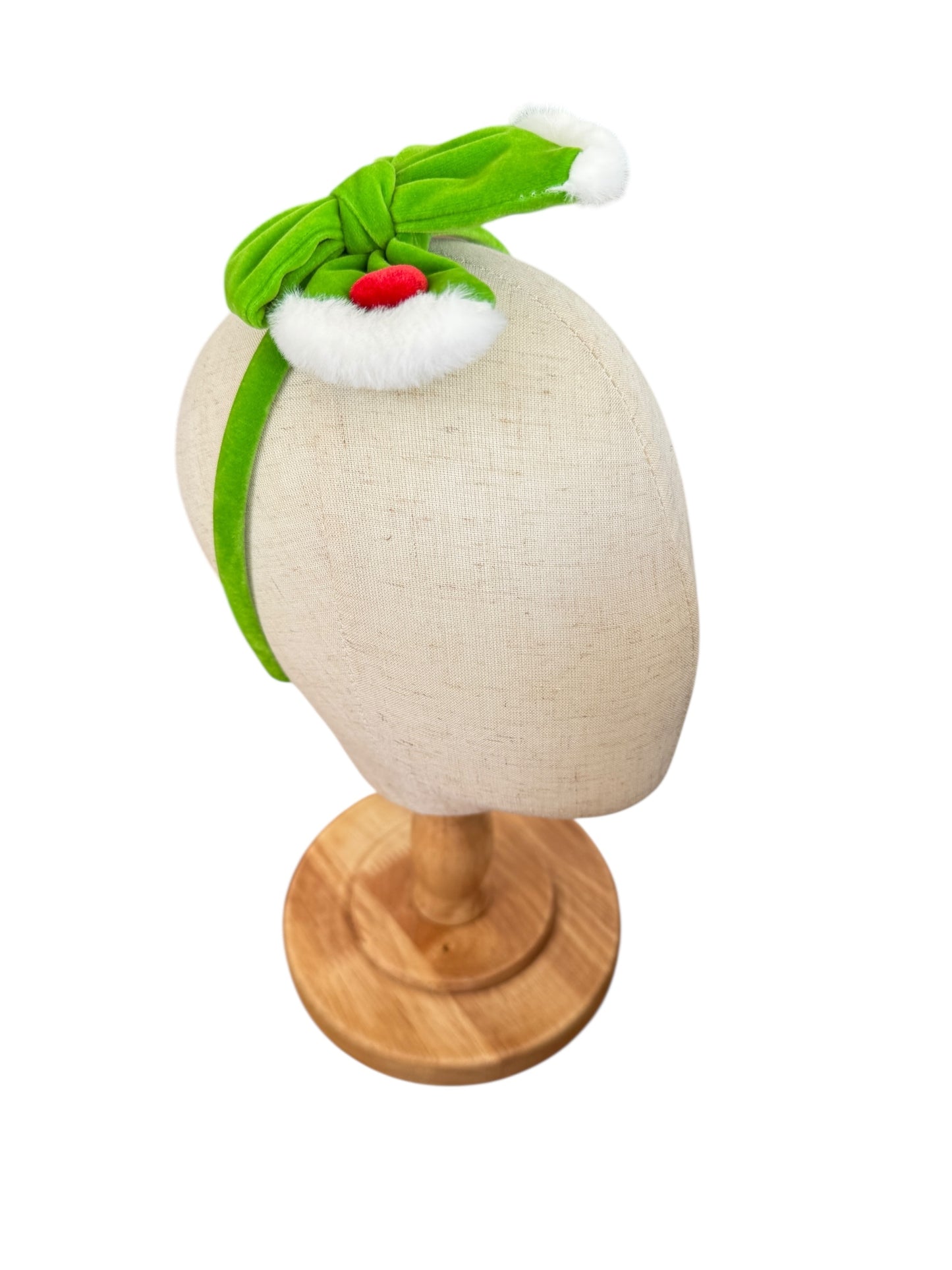 Grinch Headband- Grinch Green & Red Heart Headband