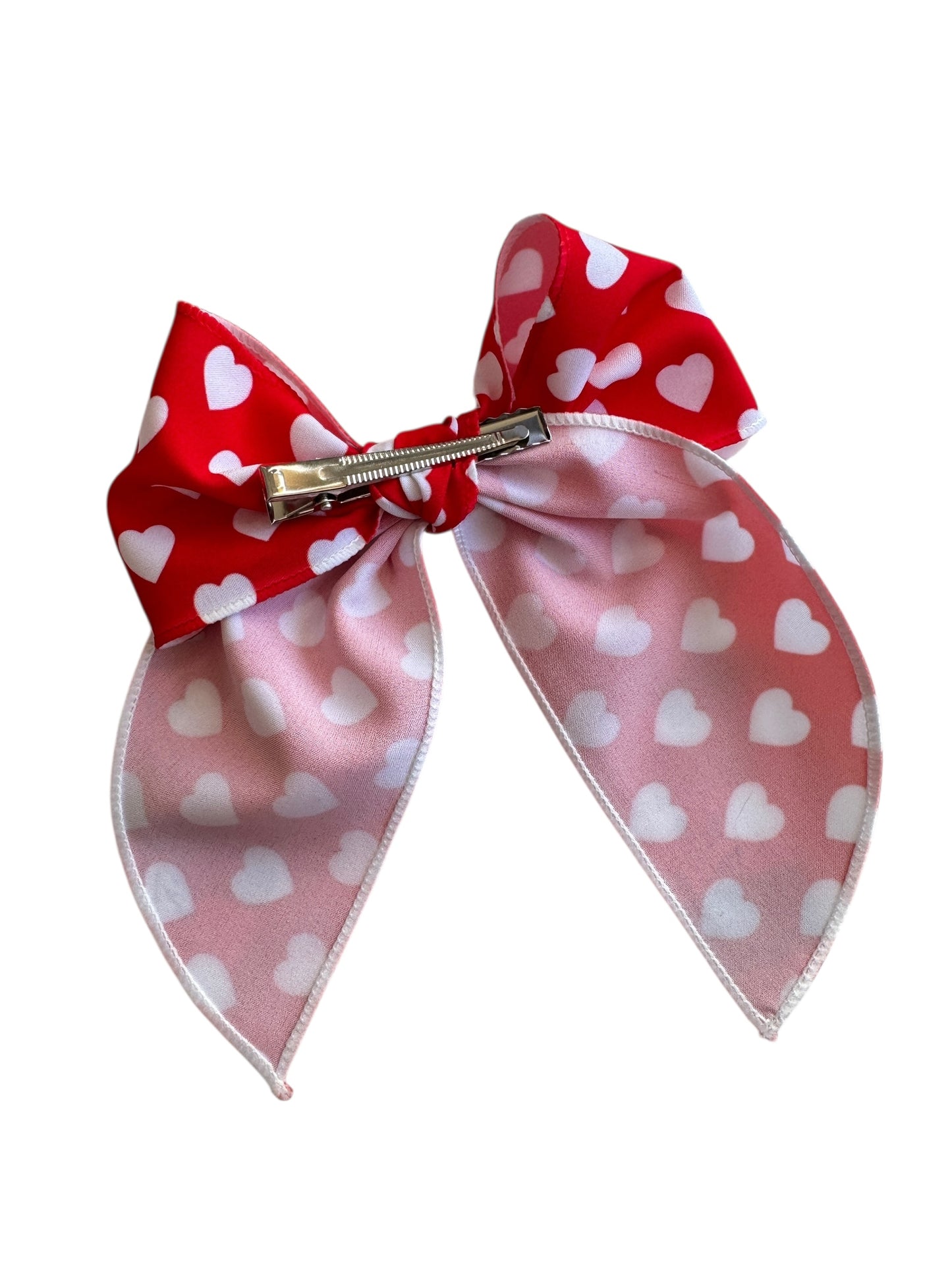 Red and White Hearts Hair Bows - Valentine's Day Hair Bows for Girls