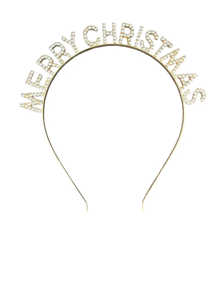 Gold Christmas Headband with Rhinestones - Festive Holiday Accessory