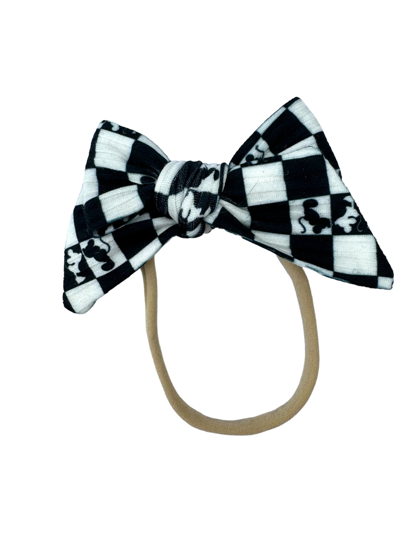 *Black Checkered Mouse Kiss Hair Bow