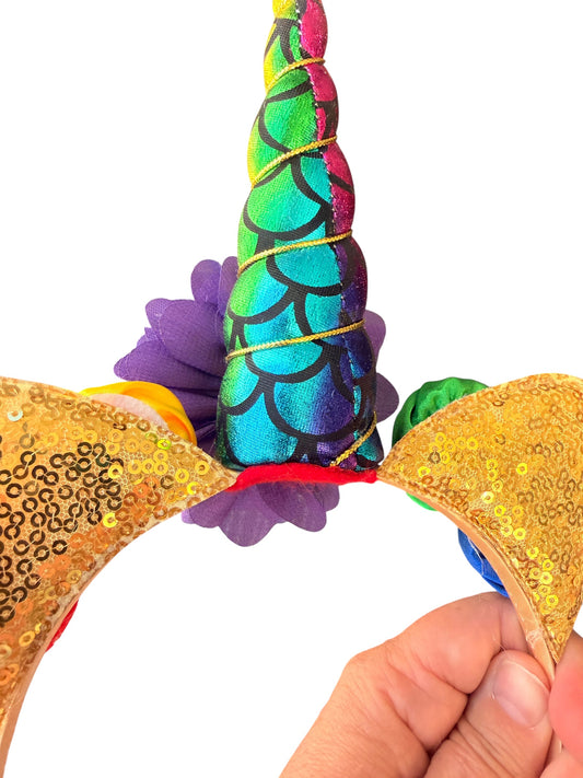 Rainbow Mermaid Unicorn Headband for Girls | Colorful Birthday Party Hair Accessory