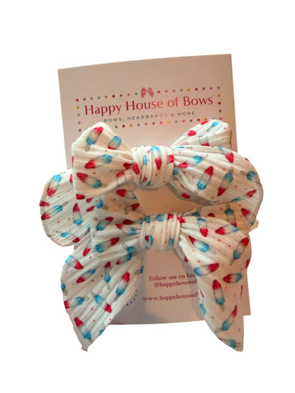 4th of July Rocket Pop Hair Bow – Patriotic Popsicle Bow Clip for Girls