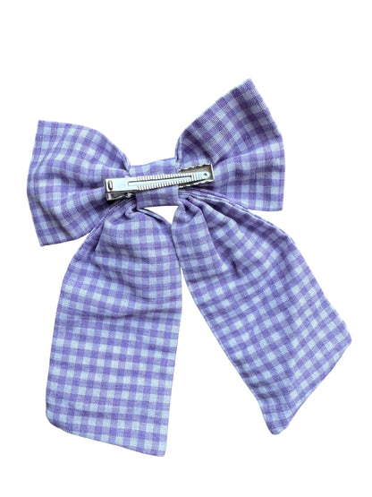 Gingham Bunny Hair Bows - Easter Bow with Alligator Clip