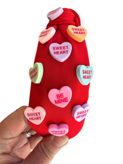 Conversation Hearts Tie Knot Headband - Valentine's Day Headband for Girls