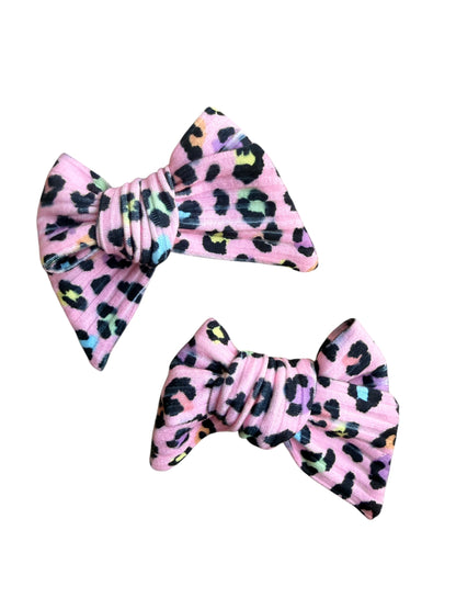 Hot Pink Leopard Print Hair Bow – Girls Hair Bow with Alligator Clip