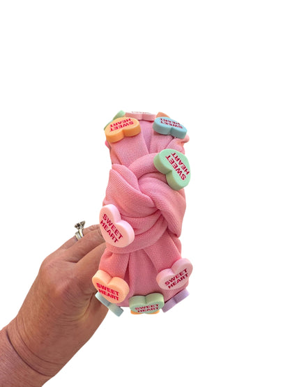 Conversation Hearts Tie Knot Headband - Valentine's Day Headband for Girls