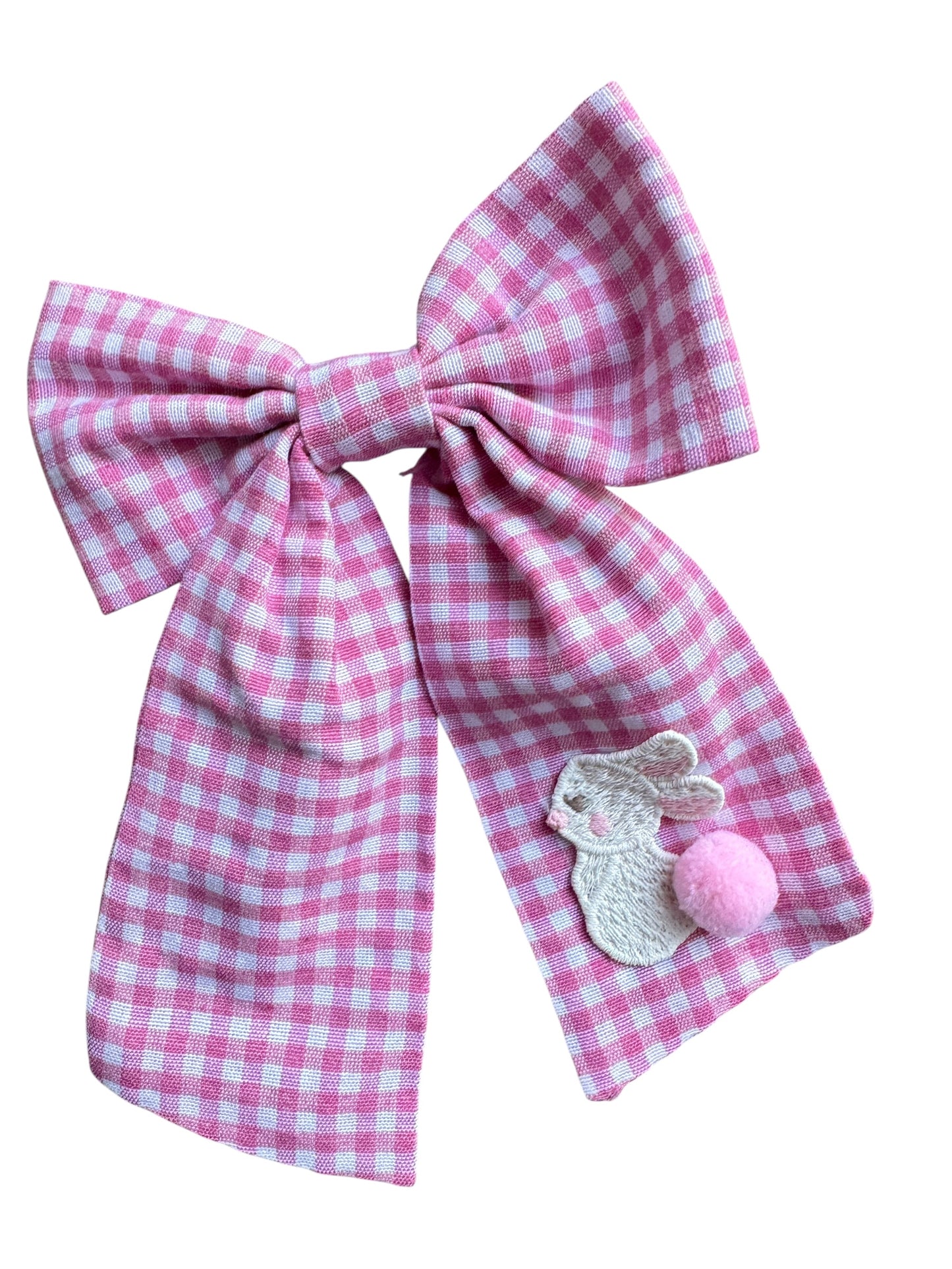 Gingham Bunny Hair Bows - Easter Bow with Alligator Clip