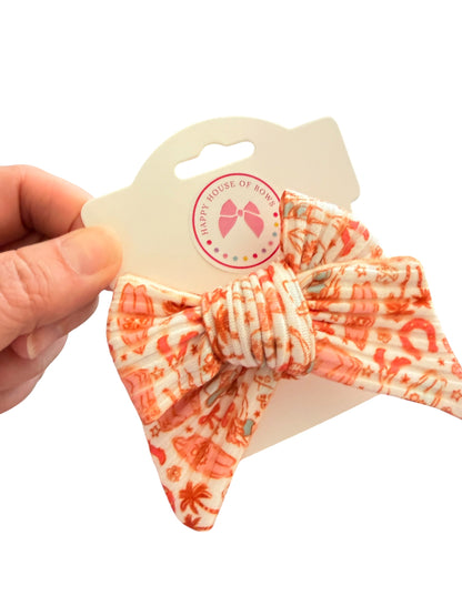Coastal Cowgirl Hair Bow | Girls Tropical Western Bow with Alligator Clip