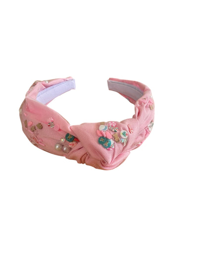 Pink Christmas Shaker Headband - Peppermint Knotted Headband