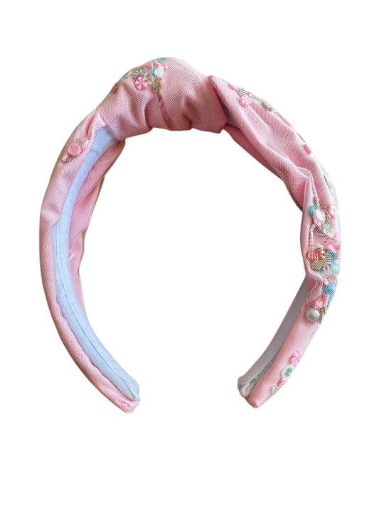 Pink Christmas Shaker Headband - Peppermint Knotted Headband