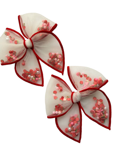 Red Strawberry Shaker Hair Bows