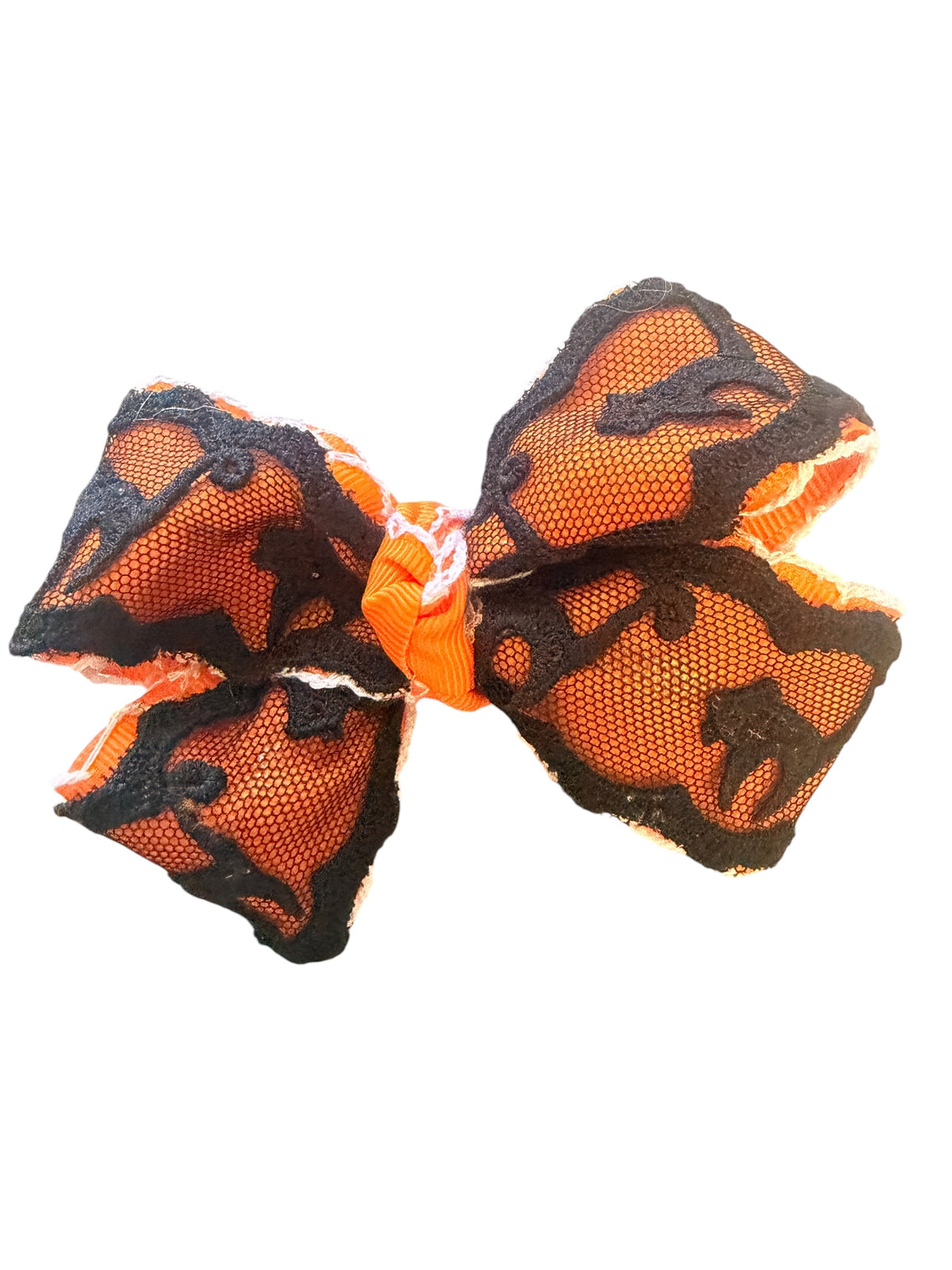 Black Cat Lace Boutique Hair Bow – Halloween Bow for Girls