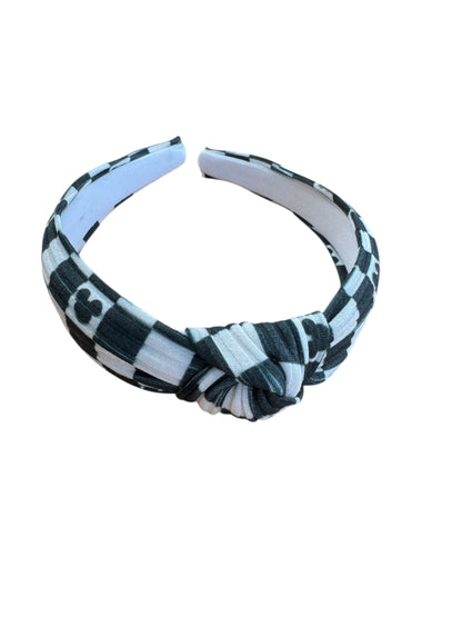 Black Checkered Mouse Headband - Knotted Headband for Girls