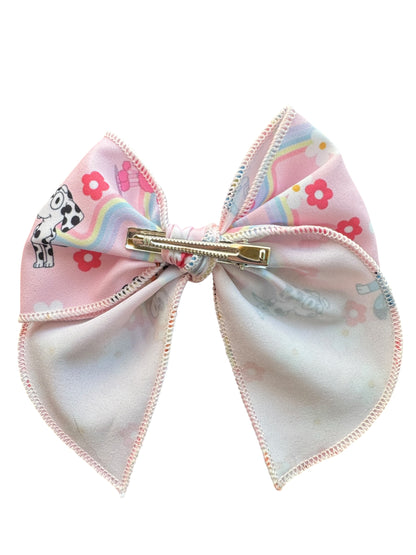 Bluey Hair Bow for Girls - Blue Dog Rainbow Bow