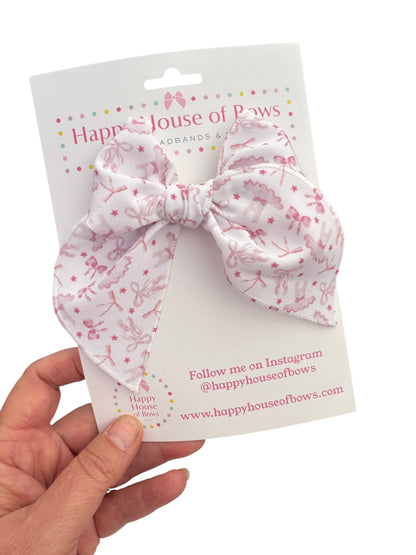 Bows & Ballerinas Hair Bows for Girls - Pink Ballet Dance Hair Clips