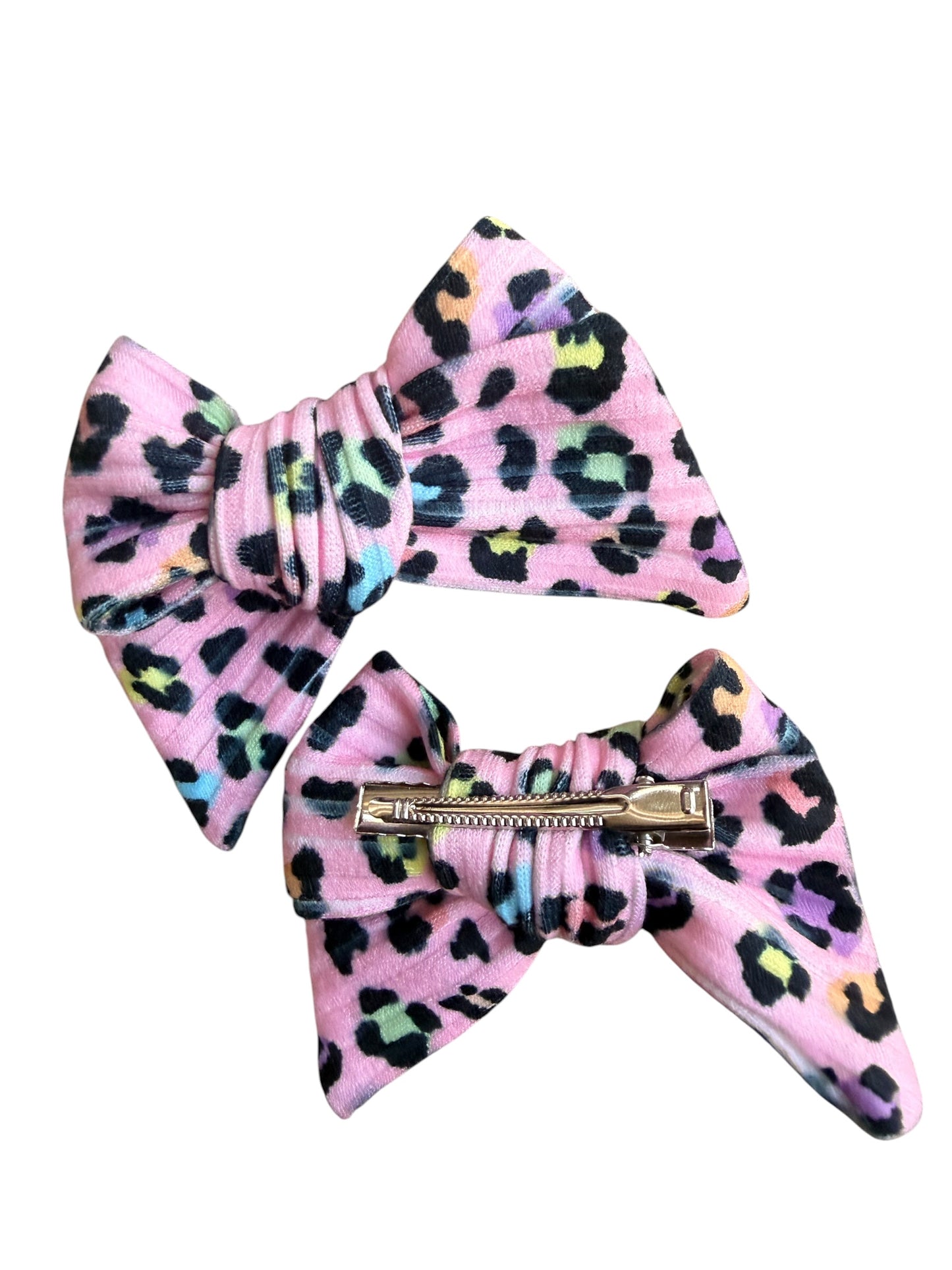 Hot Pink Leopard Print Hair Bow – Girls Hair Bow with Alligator Clip