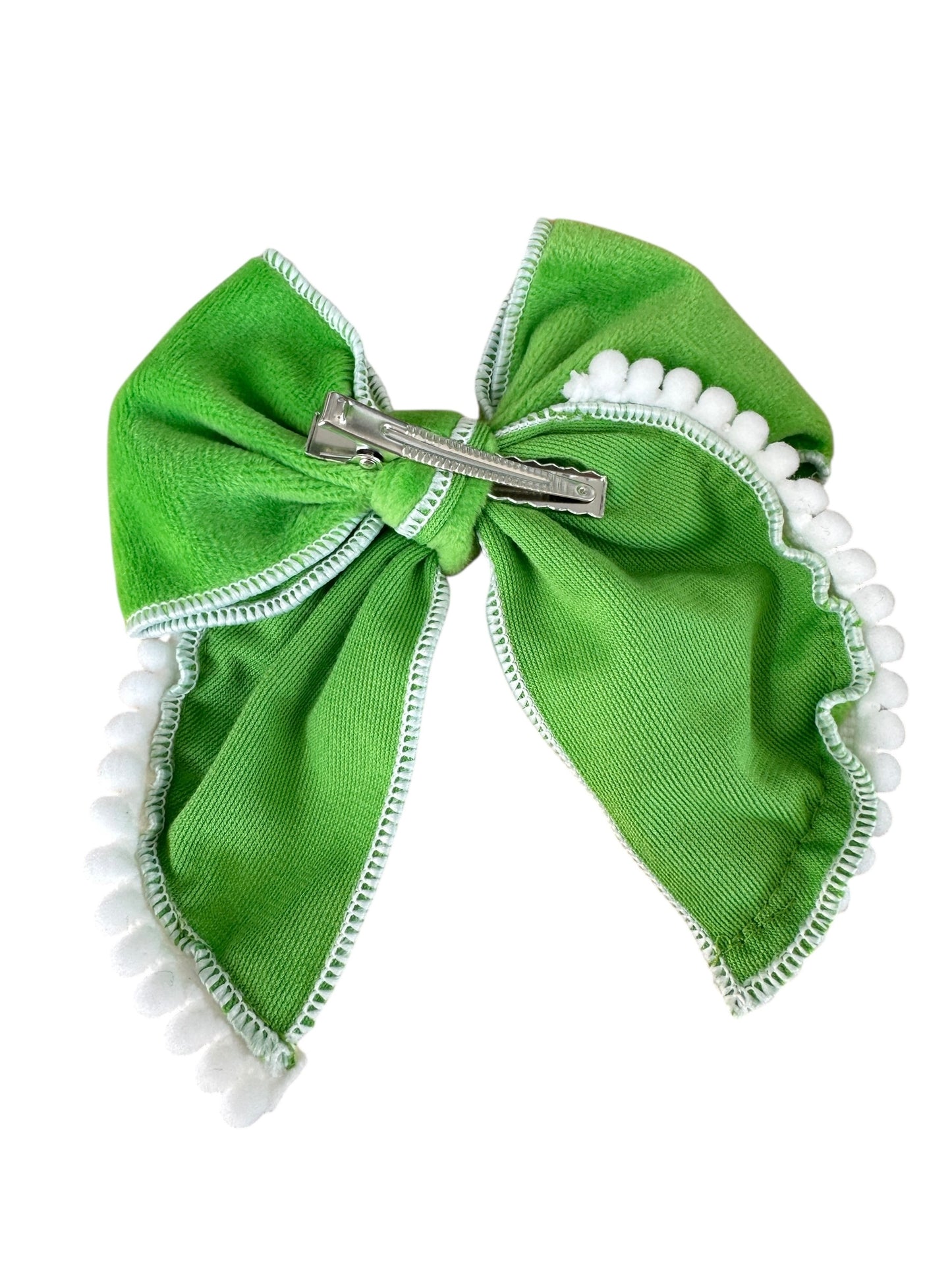 Grinch Hair Bow - Grinch Green & Red Heart Bow