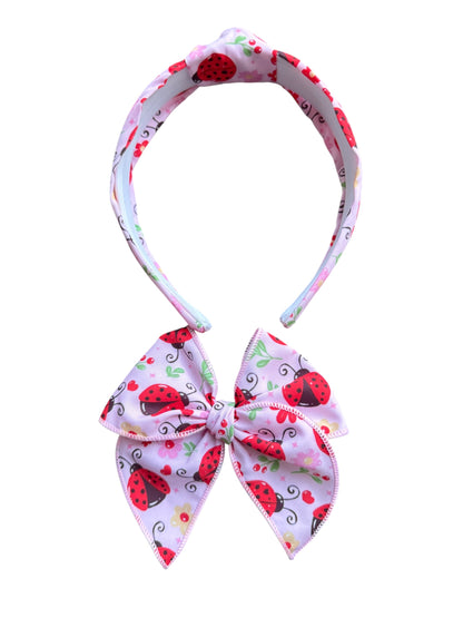 Ladybug Tie Knot Headband for Girls - Spring Headband