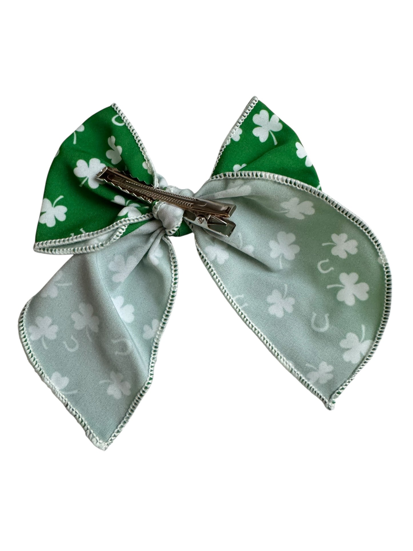 St. Patrick's Day Shamrock Hair Bows - Green Horseshoe Alligator Clips Set