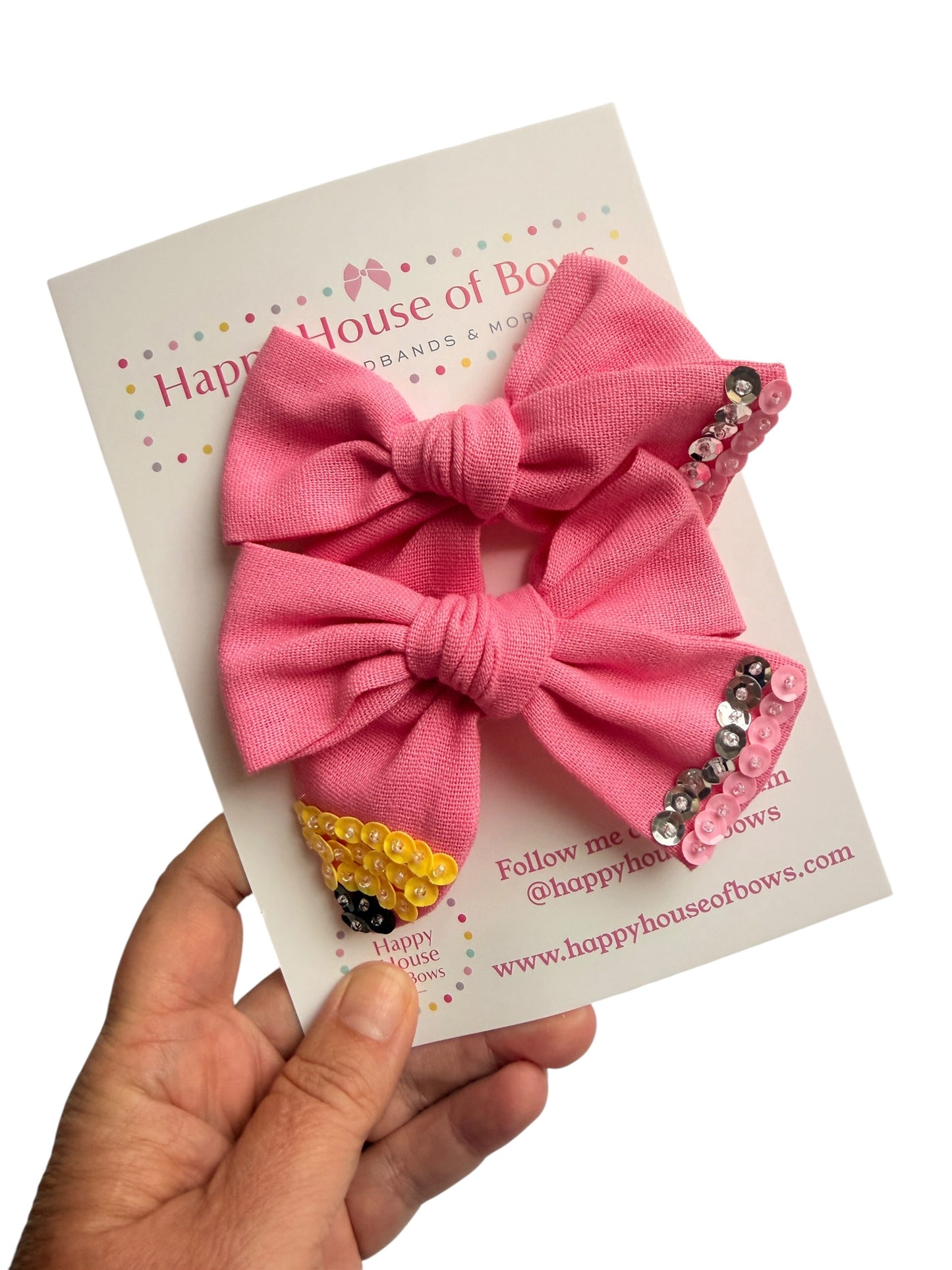 Pink Embellished Pencil Hair Bow for Little Girls – Back to School Alligator Clip