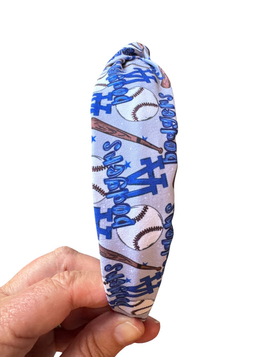 Dodger Baseball Tie Knot Headband for Girls Knotted Game Day Accessory