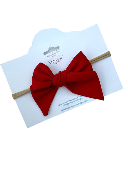 Red Fabric Hair Bows