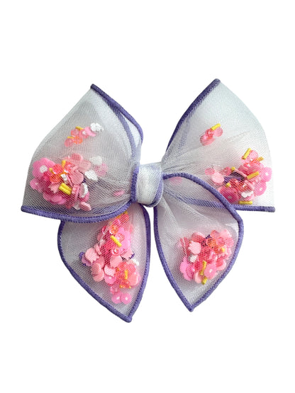 Flower Glitter Shaker Hair Bows - Confetti Bow for Girls