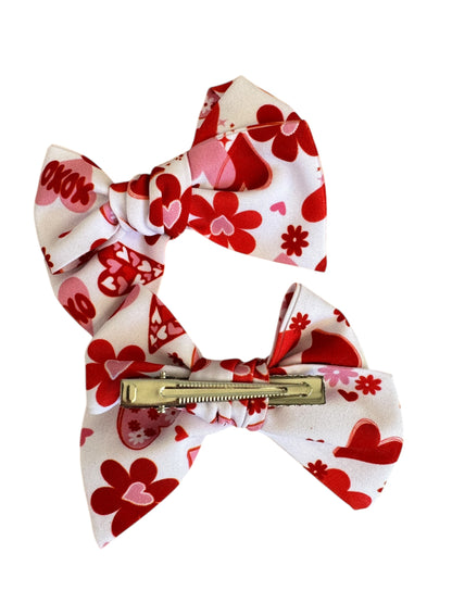 Love and Hearts Hair Bows - Valentine's Day Hair Bows for Girls