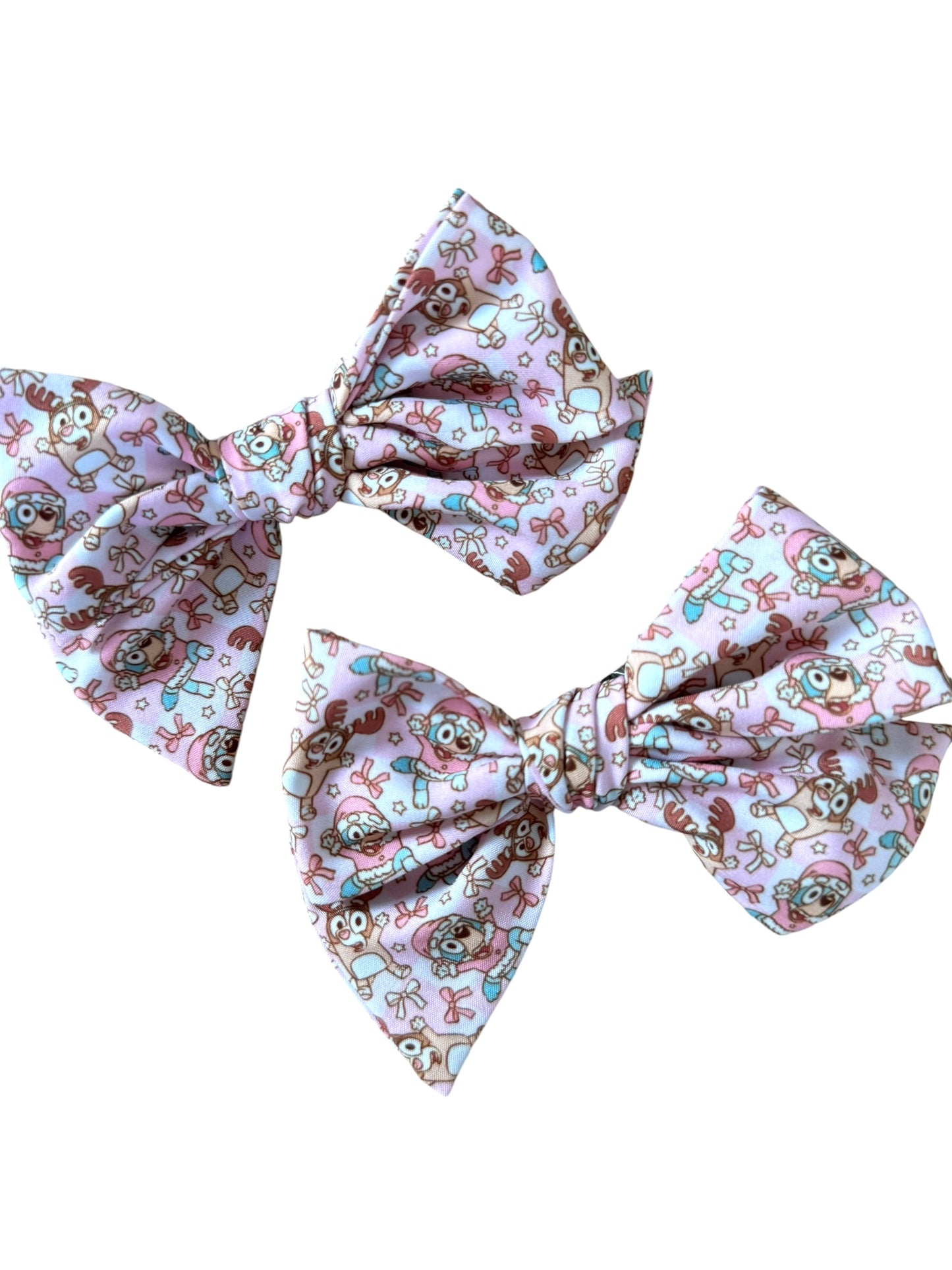 *Pink Christmas Blue Dog Hair Bows