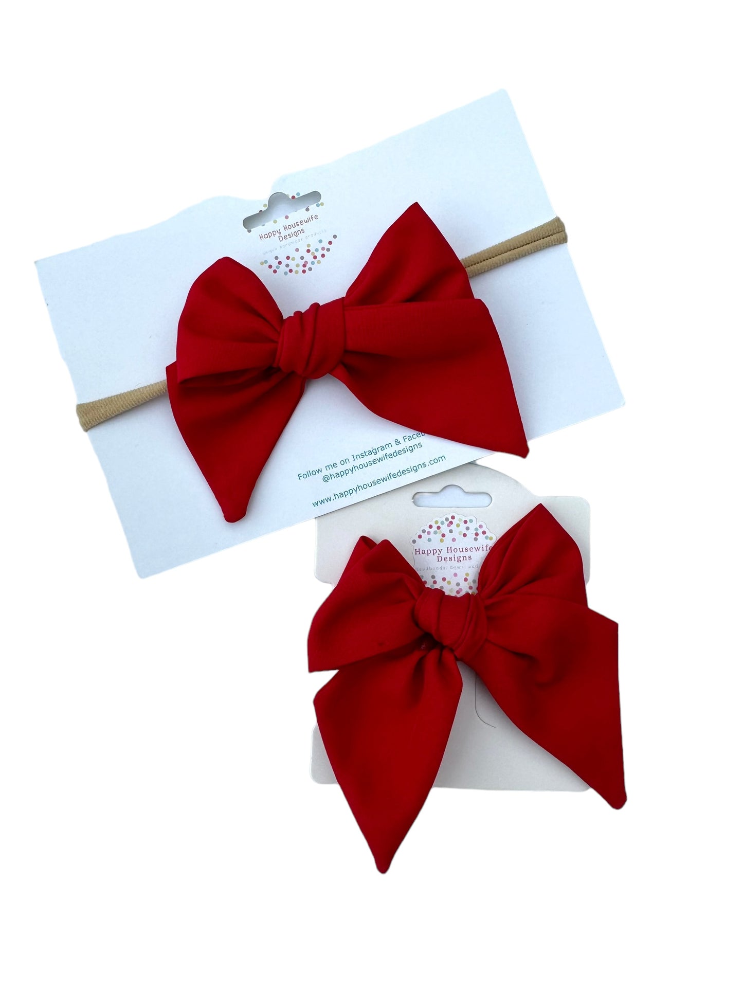 Red Fabric Hair Bows