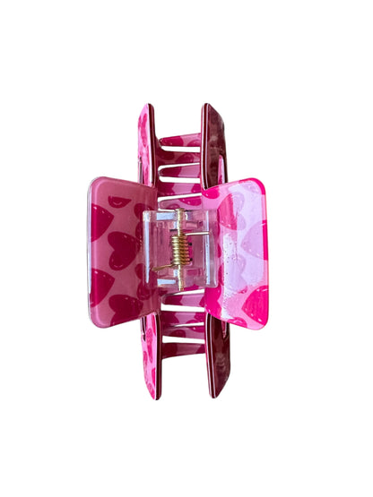 Pink and Red Heart Claw Clip for Girls and Women