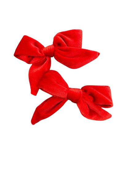 Mini Velvet Pigtail Sets - Matching Hair Bow Pairs