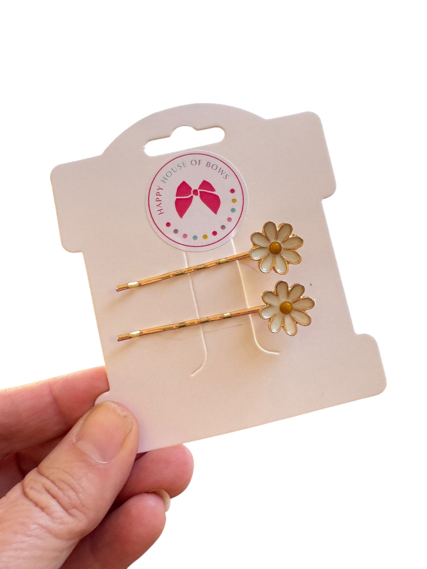 White Daisy Flower Bobby Pins for Girls