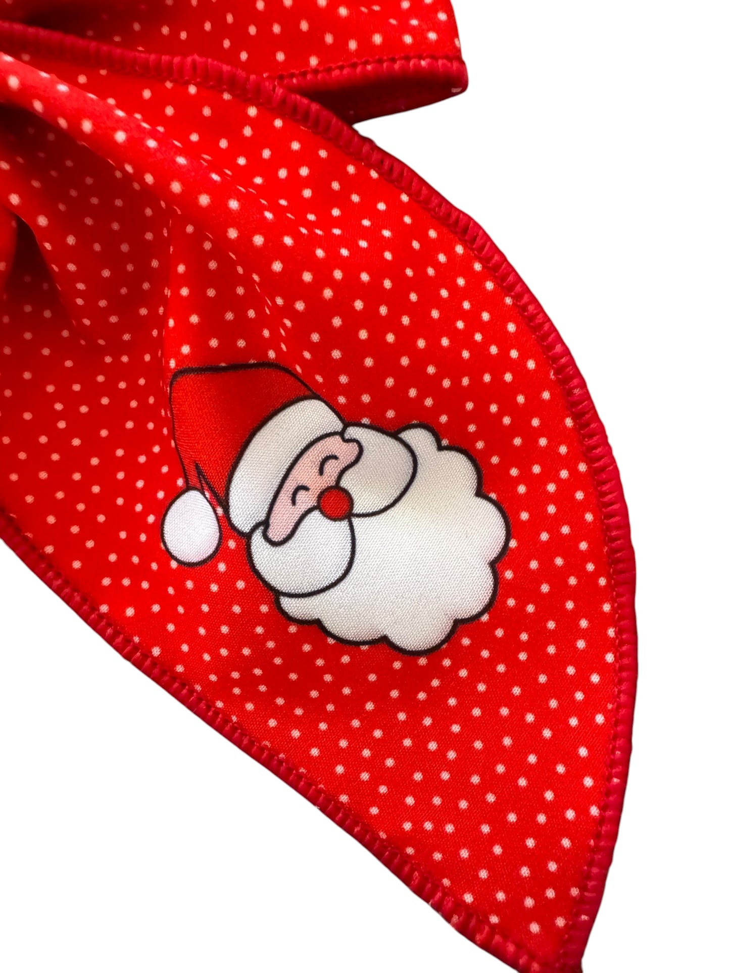 Red Santa Fabric Hair Bow -Christmas Hair Bow | Holiday Hair Accessories