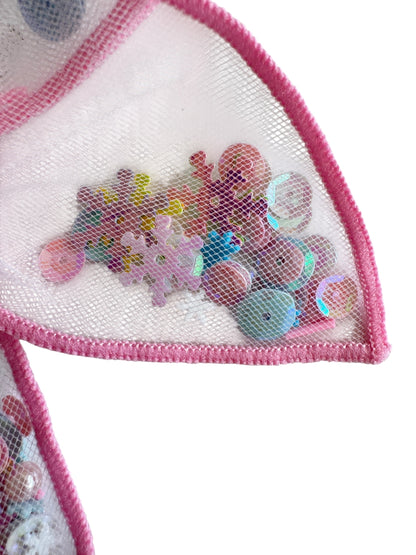 Pink Snowflake Shaker Hair Bows - Christmas Glitter Confetti Bows for Girls