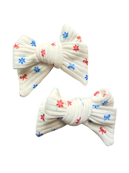 Patriotic Bows & Flowers Hair Bows for Girls & Babies | Alligator Clip or Nylon Headband | 4th of July