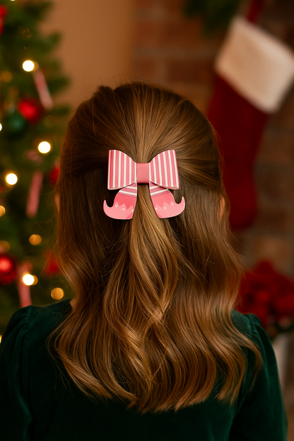 Faux Leather Mini Christmas Hair Clips - Santa & Elf Bows