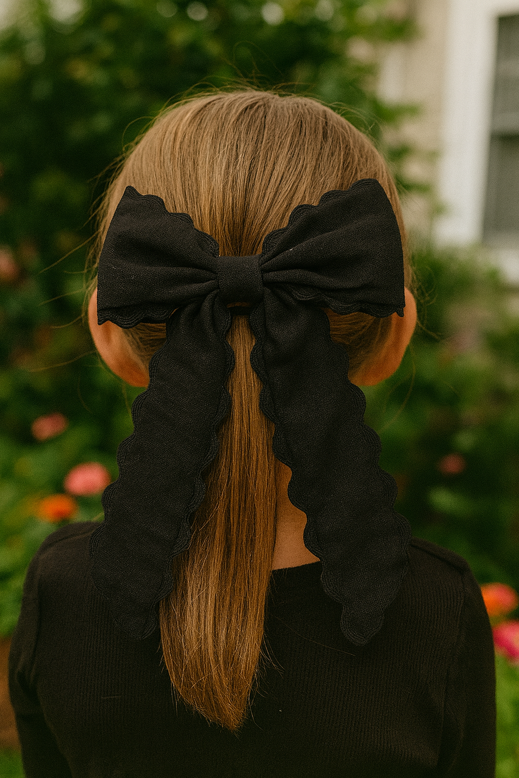 Scalloped Edge Fabric Hair Bows – Large Boutique Style Bow for Girls