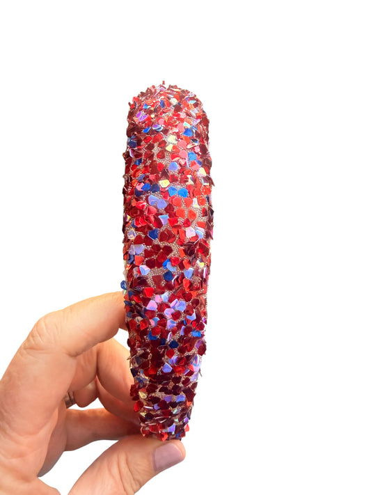 Patriotic Glitter Headband for Girls – Red White & Blue 4th of July Hair Accessory