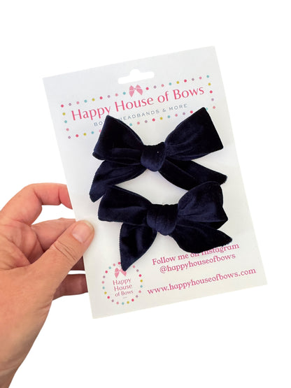 Mini Velvet Pigtail Sets - Matching Hair Bow Pairs