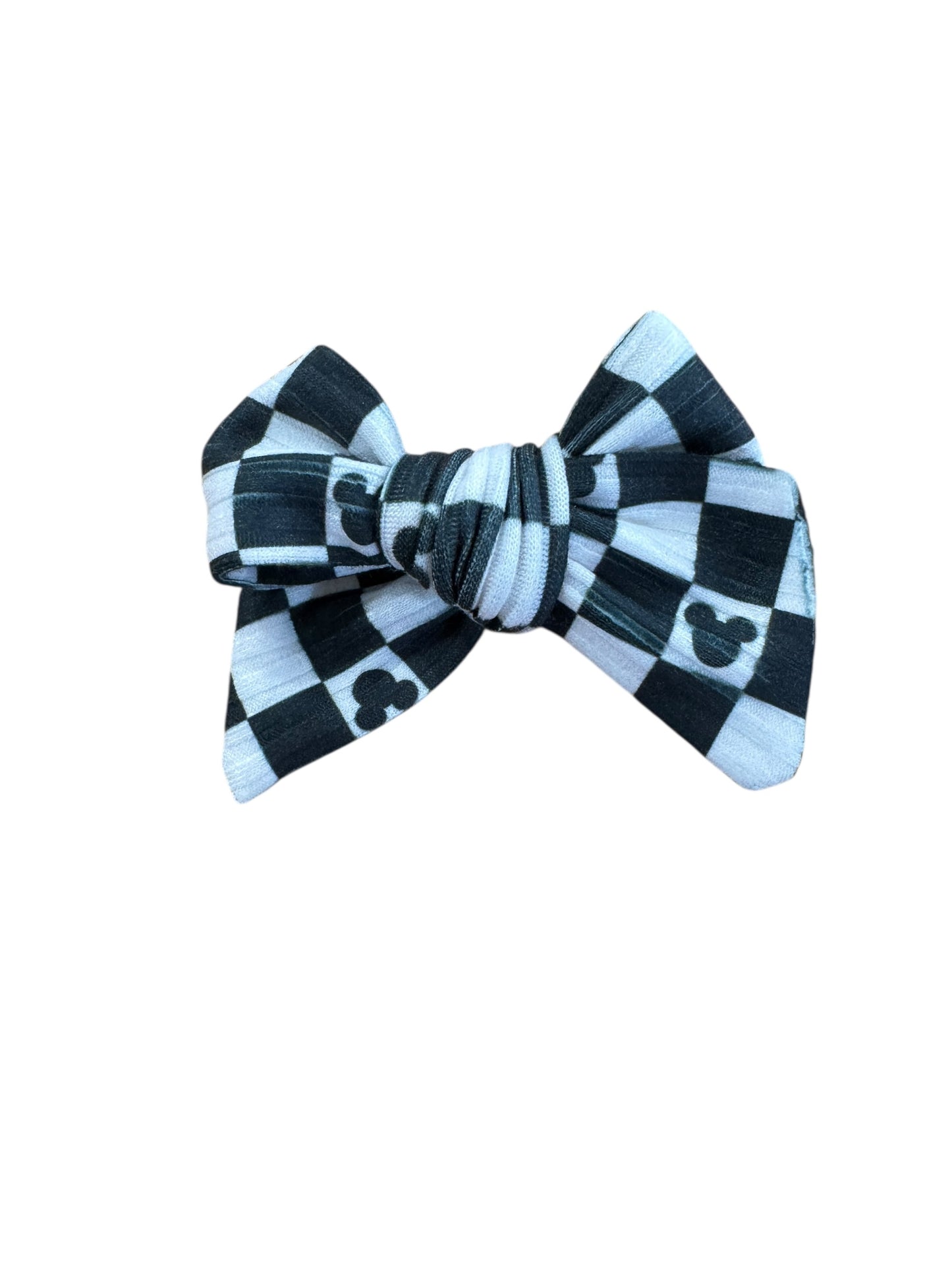 Black Checkered Mouse Hair Bow - Hair Bow for Girls